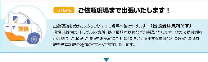 専門鍵師がすぐに現場へ駆けつけます